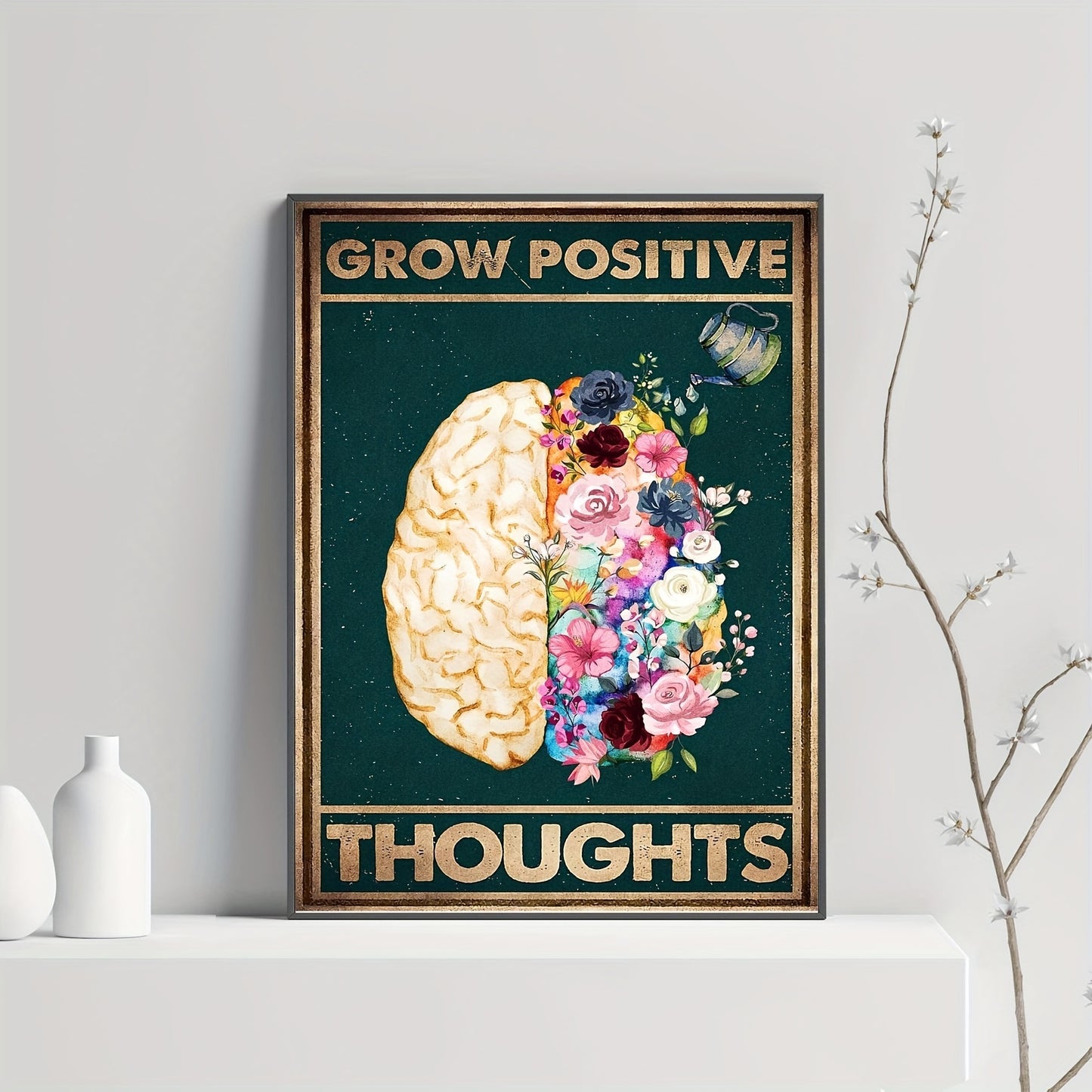 1pc Grow Positive Thoughts Canvas Poster