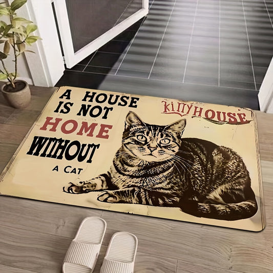 1pc, Thickness 8mm JIT Retro Cat Children's Room Carpet, Bathroom Carpet, Kitchen Floor Mat