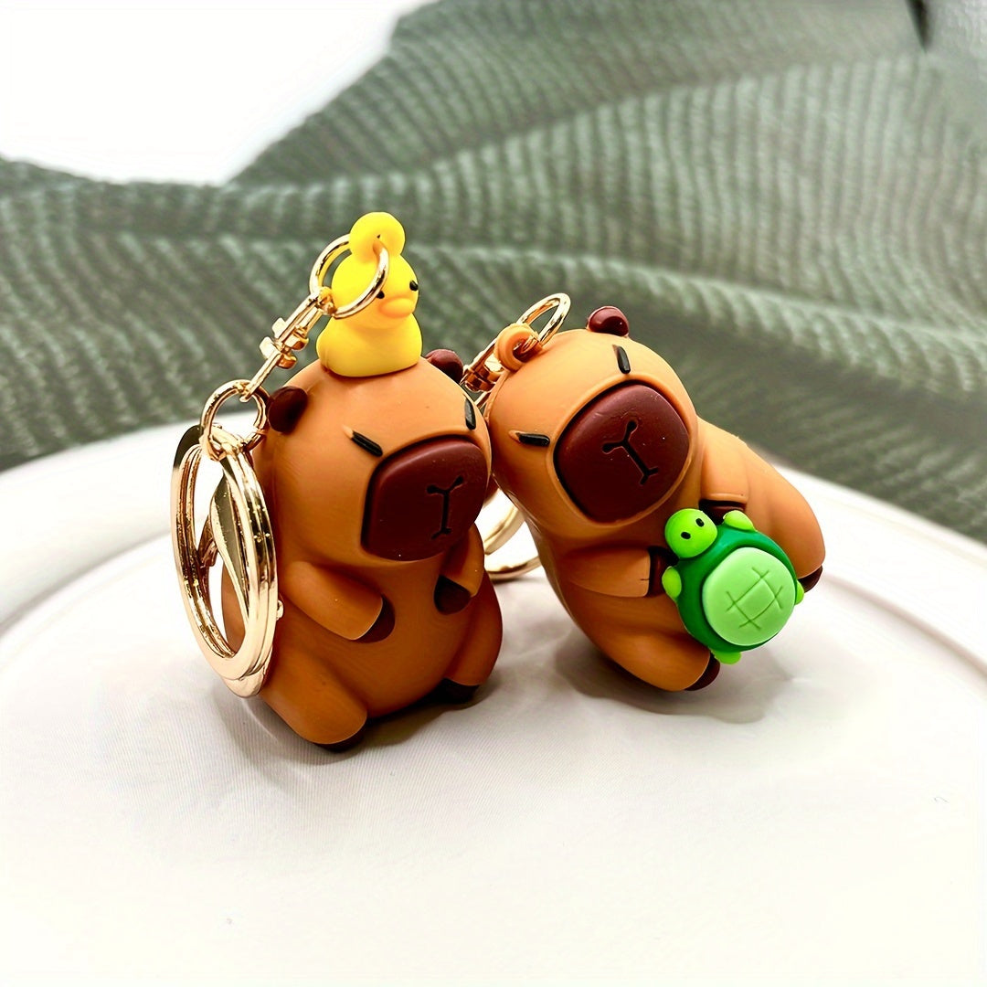 1pc Adorable Capybara And Duck Pendant Keychain For Men, Fashionable Bag And Car Key Pendant Decoration