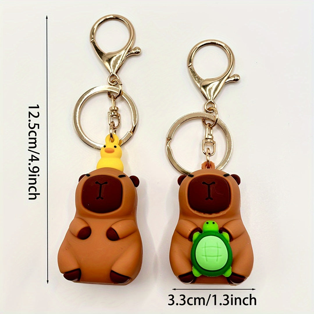 1pc Adorable Capybara And Duck Pendant Keychain For Men, Fashionable Bag And Car Key Pendant Decoration