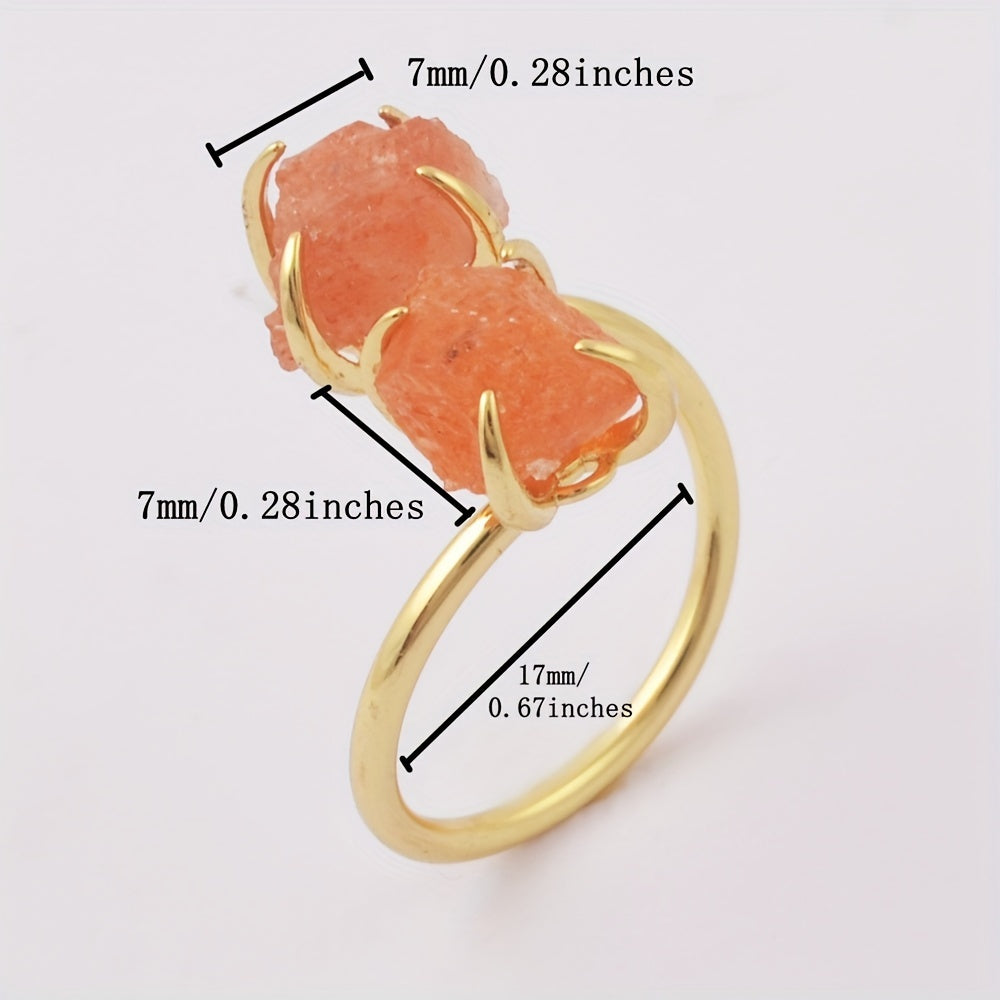 Elegant & Simple Natural Stone Claw-Set Double Ring