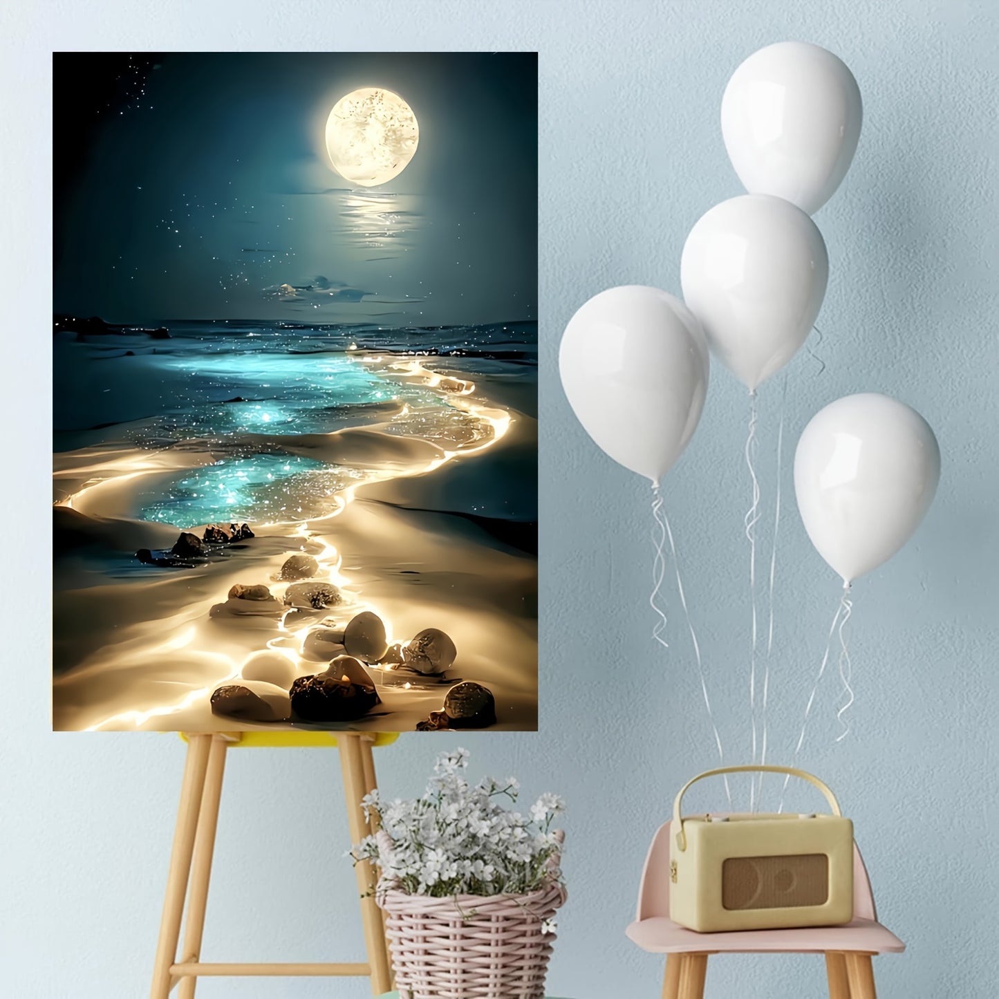 1000 Pieces Jigsaw Puzzle: Moonlit Beach Landscape,