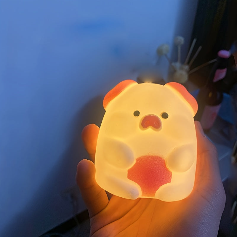 Modern Solid Color Pig Night Light, Cute Pig Tabletop Decorative Lamp,