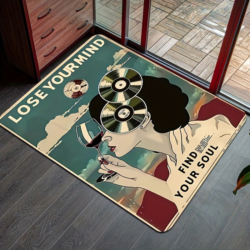 1pc, Thickness 8mm JIT Retro Poster, Nostalgic Carpet, Kitchen Floor Mat