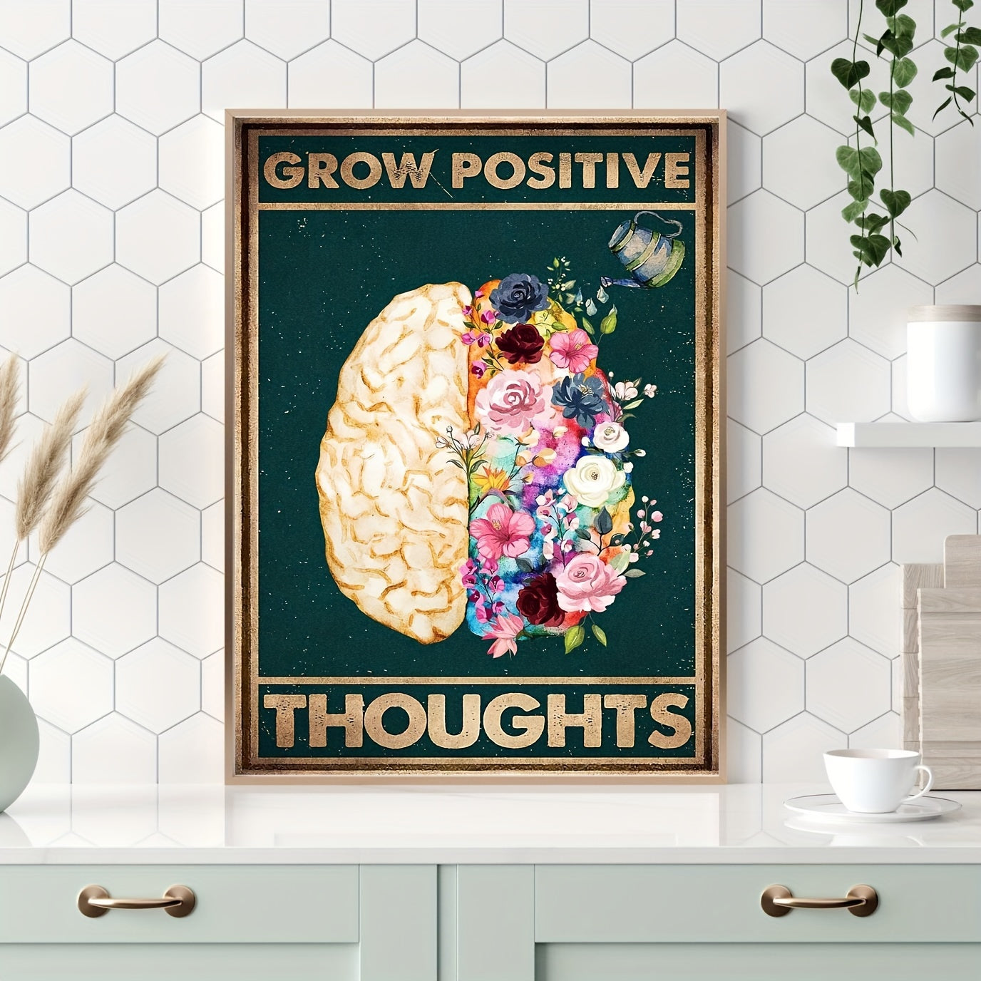 1pc Grow Positive Thoughts Canvas Poster